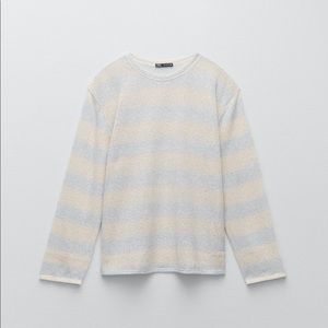 Zara baby blue striped knit sweater